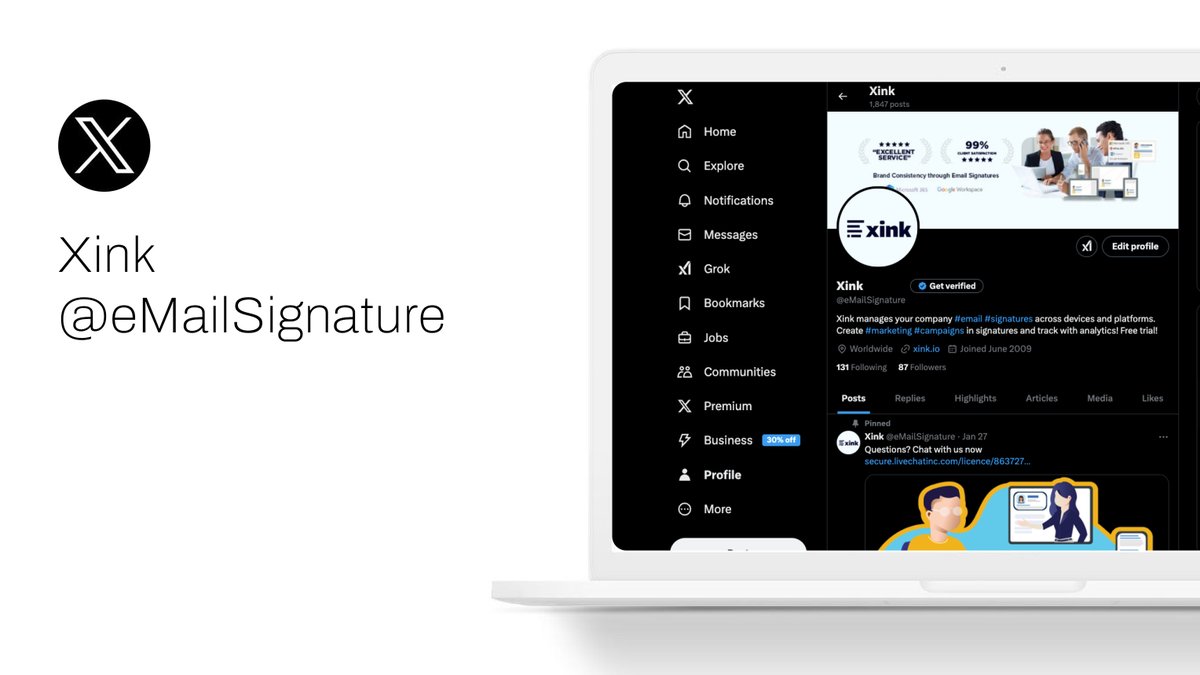 XinkInc's tweet photo. 📢 We’ve officially leveled up on X! We’re now @eMailSignature! 🎯
Changing usernames is like updating your signature: quick, seamless, and built to get noticed. ✨
🔑 New handle. Same Xink. Same IT-free, Marketing-Ready platform. 🚀
Let’s make every email count—follow us https://t.co/t3u06mEOdn