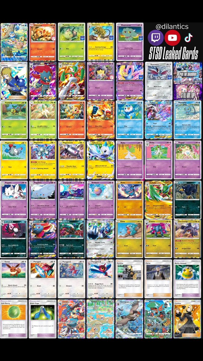 dilantics's tweet photo. EVERY leaked card from the new set Space-Time Smackdown in TCG Pocket!!! 

#pokemon #tcgpocket #pokemontcgpocket #spacetimesmackdown #ポケポケ https://t.co/ErF1xbMgaS