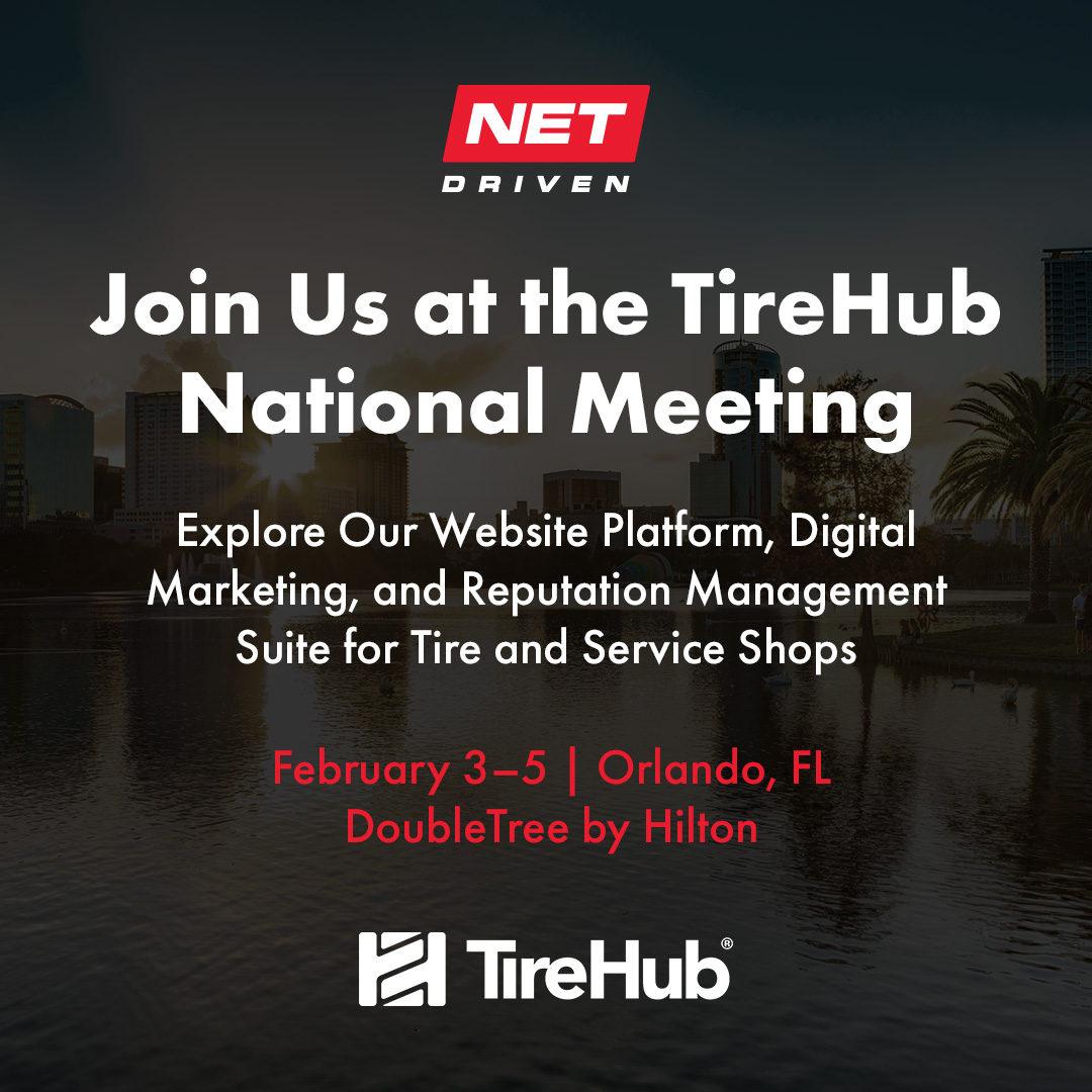 getnetdriven's tweet image. Explore digital tools at the TireHub National Meeting: okt.to/FxOVCp
Stop by our booth to learn about our dynamic websites, reputation management, and digital marketing designed for tire &amp;amp; service shops. Ask about exclusive benefits through our TireHub Plus partnership.