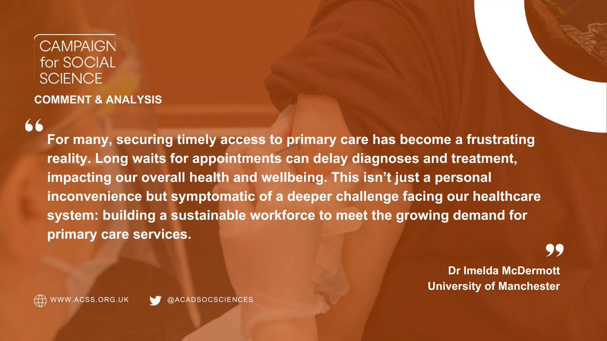 Campaign for Social Science (@cfsocialscience) on Twitter photo From the archive: in this blog post ✍️ <a href="/hippomanc/">Imelda McDermott</a> (<a href="/OfficialUoM/">The University of Manchester</a>) explores policy challenges across both general practice and community pharmacy and proposes key recommendations for developing a sustainable healthcare workforce.
Read now➡️ buff.ly/4gk4dZF From the archive: in this blog post ✍️ <a href="/hippomanc/">Imelda McDermott</a> (<a href="/OfficialUoM/">The University of Manchester</a>) explores policy challenges across both general practice and community pharmacy and proposes key recommendations for developing a sustainable healthcare workforce.
Read now➡️ buff.ly/4gk4dZF
