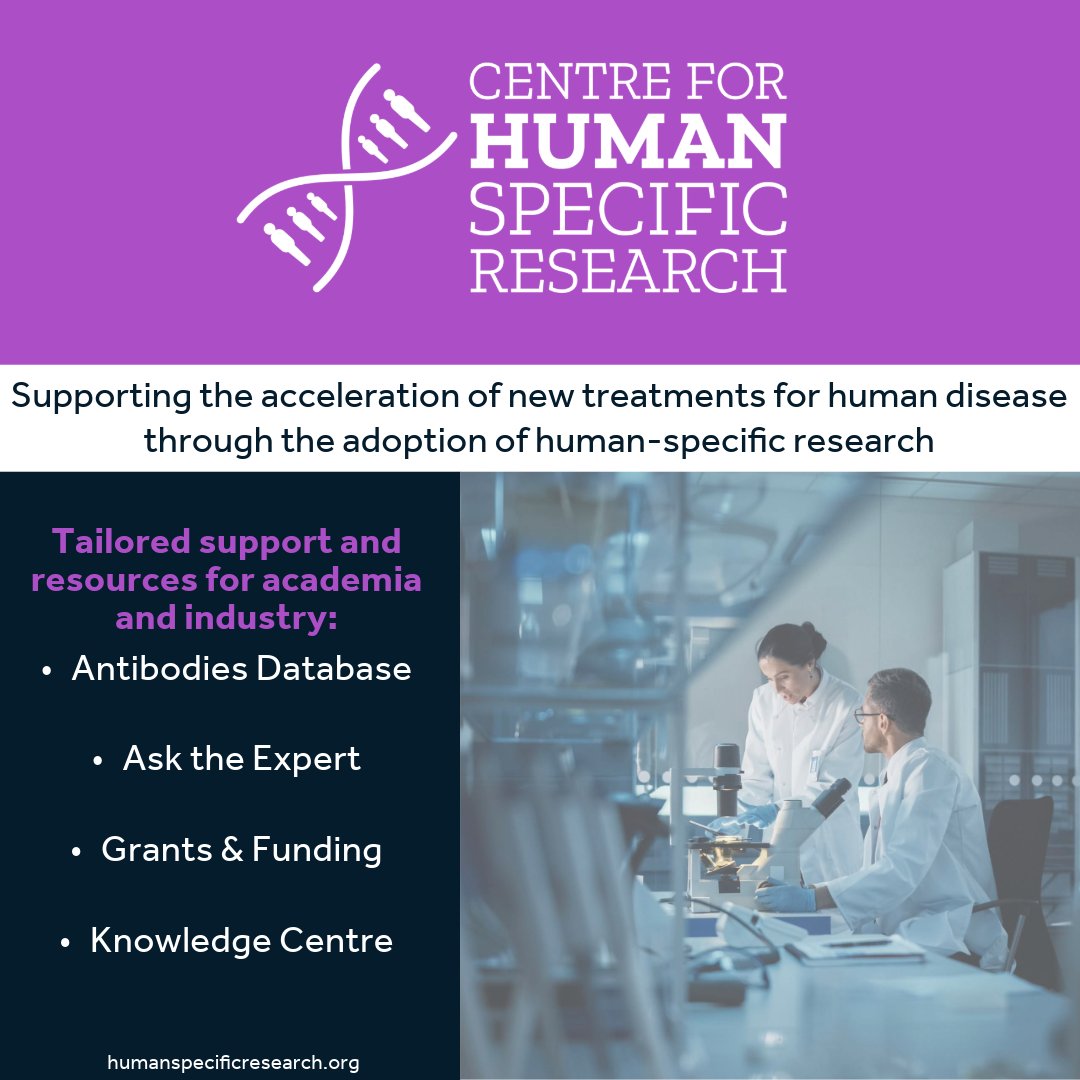 We are delighted to announce the launch of the Centre for Human Specific Research 🔬🧪

We support the acceleration of new treatments for human disease through the adoption of #humanspecific research.

Discover our Support Centre and more here: lnkd.in/eAuZe2rX #research