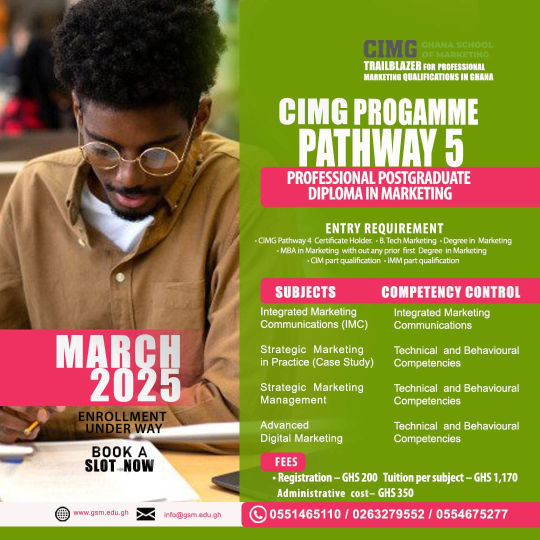 ghana_school's tweet photo. Catapult and Solidify your Marketing Career with a CIMG Professional Marketing Qualification at the Ghana School of Marketing.

March 2025 Session is underway! Apply Now! Apply Online – Ghana School Of Marketing https://t.co/PhPiWj0WOA