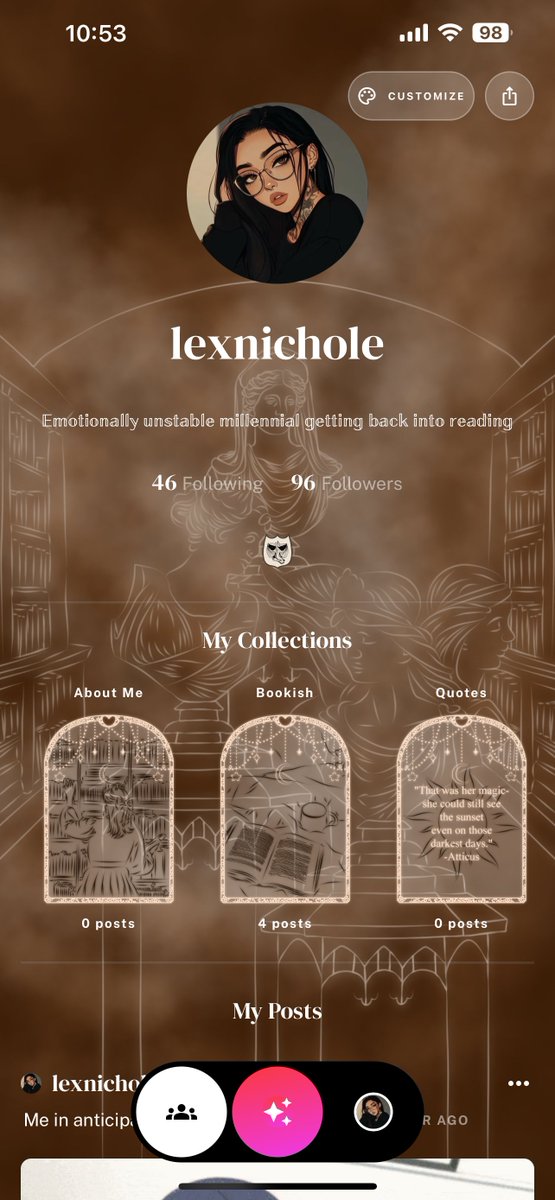 LexNicholeTTV's tweet photo. Are you a fantasy book lover? BECAUSE I AM AND I AM SO EXCITED for the release of TOME at noon EST! I love how customizable your profile is T^T #tomeishome #tomeapp https://t.co/wK2DY34BbV