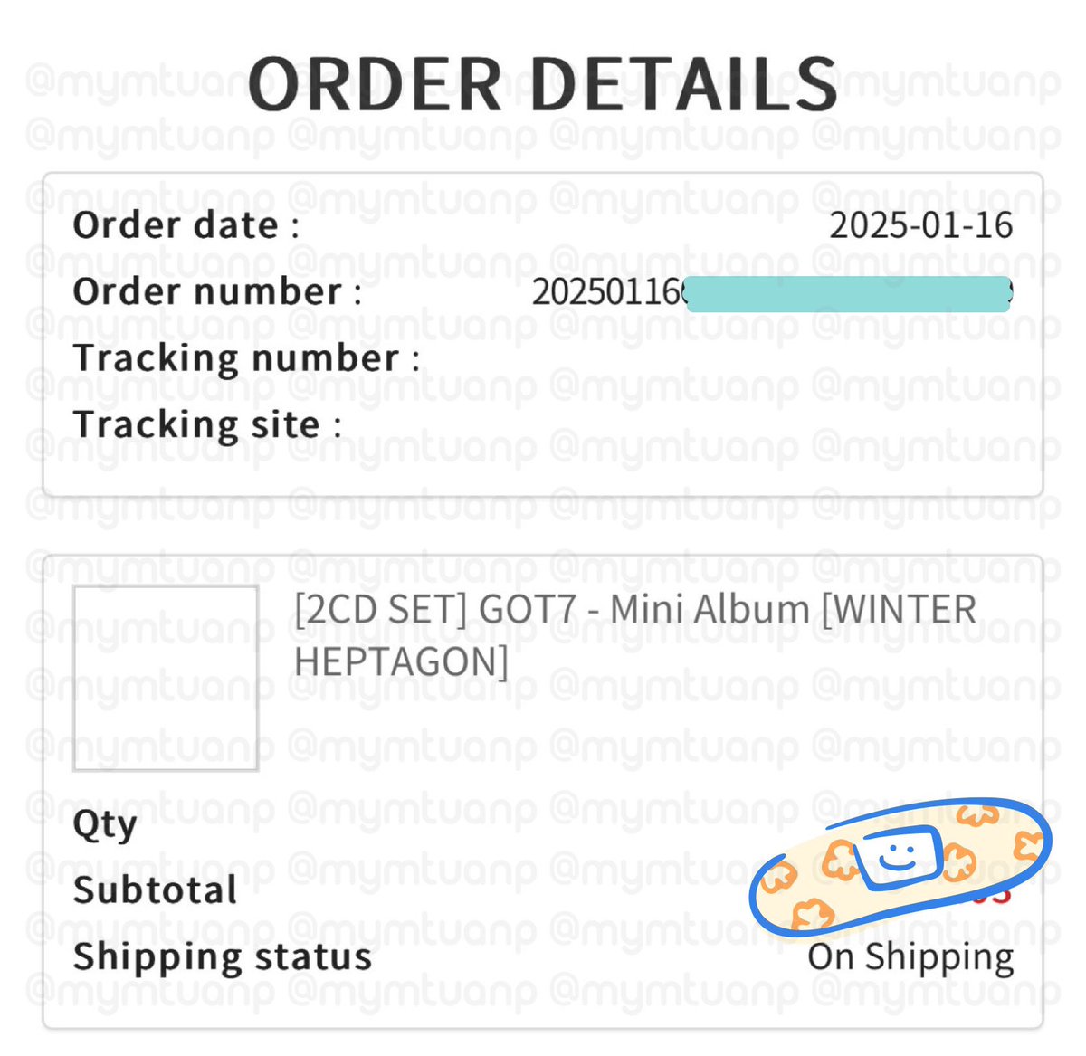 mymtuanp's tweet photo. update GOT7 winter heptagon album❄️

พลอยทำการสั่งซื้อเรียบร้อยแล้วตั้งแต่ 16 มกรานะคะ🙇🏻‍♀️ ตอนนี้สถานะในเว็บเป็น on shipping แต่เนื่องจากติดวันหยุดปีใหม่เกาหลี คาดว่าเว็บจะเริ่มส่งอีกครั้งคือวันที่ 3 กุมภาค่ะ

— ฟอร์มโอนส่วนที่เหลือของคนมัดจำจะลงให้วันที่ 1 กุมภานะคะ

#Mym__update https://t.co/kkQPMhPfwV