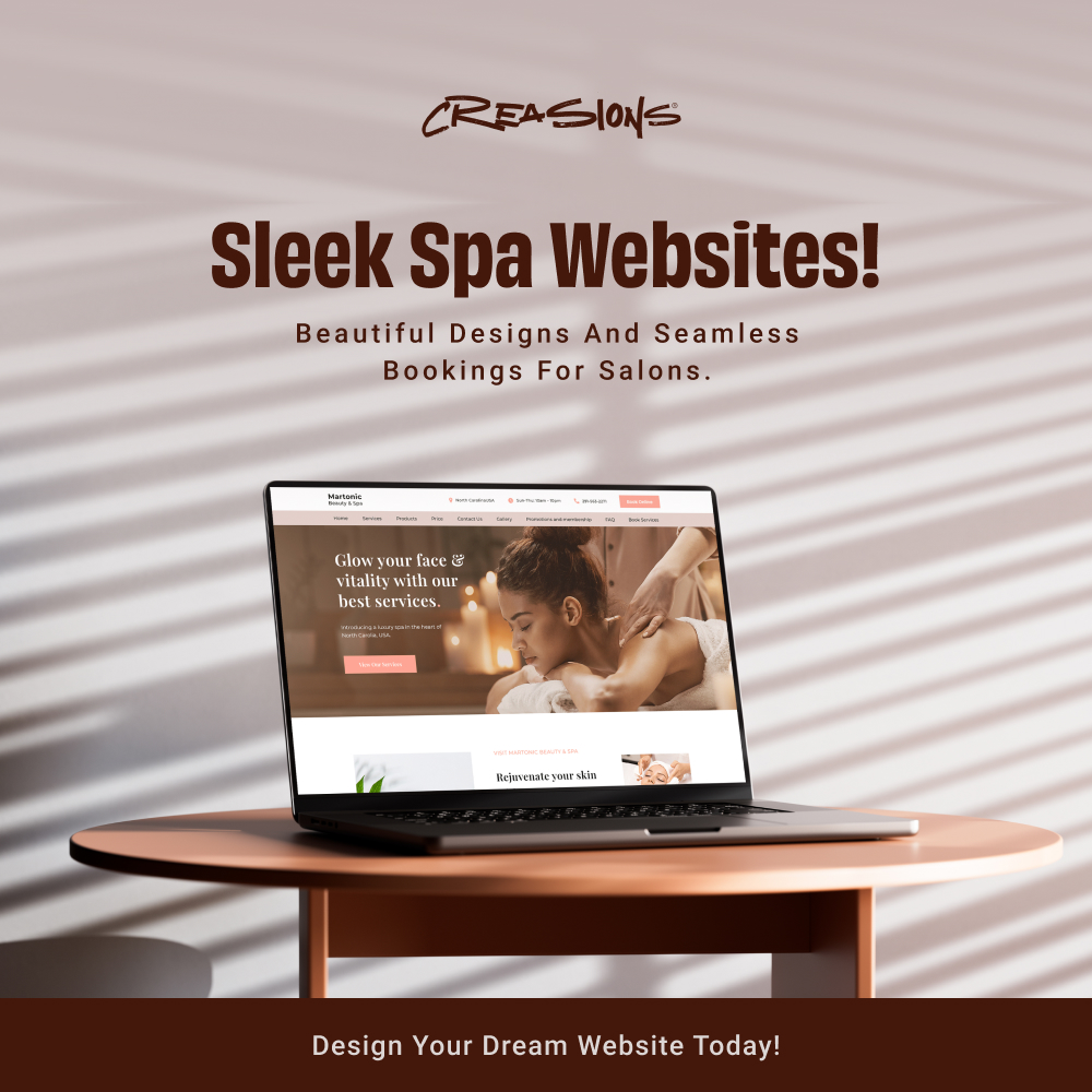 creasionsllc's tweet image. Pamper your audience with a luxurious website design. 💆♀️ Bookings made easier with Creasions!
Website: creasions.com
Phone Number: 469-854-3814
Email: Connect@creasions.com
.
.
.
#SpaWebsite #BeautyBusinessOnline #CreasionsSolutions #CreasionsSolutions