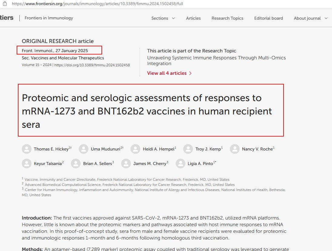 VaccineMole's tweet photo. 🔥CABOOM!!

New study just pub 27 Jan 2025 by cancer researchers reveals blood from donors who received Pfizer mRNA COV-19 vaccines,but not Moderna,showed upregulated CTA  tumor associated antigens in all recipients analysed, one month after 3rd booster!

Cancer-testis antigens (CTAs) are tumor antigens normally expressed in the male testes but aberrantly expressed in several cancers

CTAs are generally upregulated in response to DNA hypomethylation, a common feature of cancer cells..
 
Now, why are CTA's upregulated only in recipients of Pfizer mRNA vaccines, and why are sequences from the SV40 virus, known to cause cancer, found exclusively in Pfizer mRNA COVID-19 vaccines?

I'm sure it's just a coincidence. so, i'll stop right here...

Source:
https://t.co/v1qIDQlwrJ