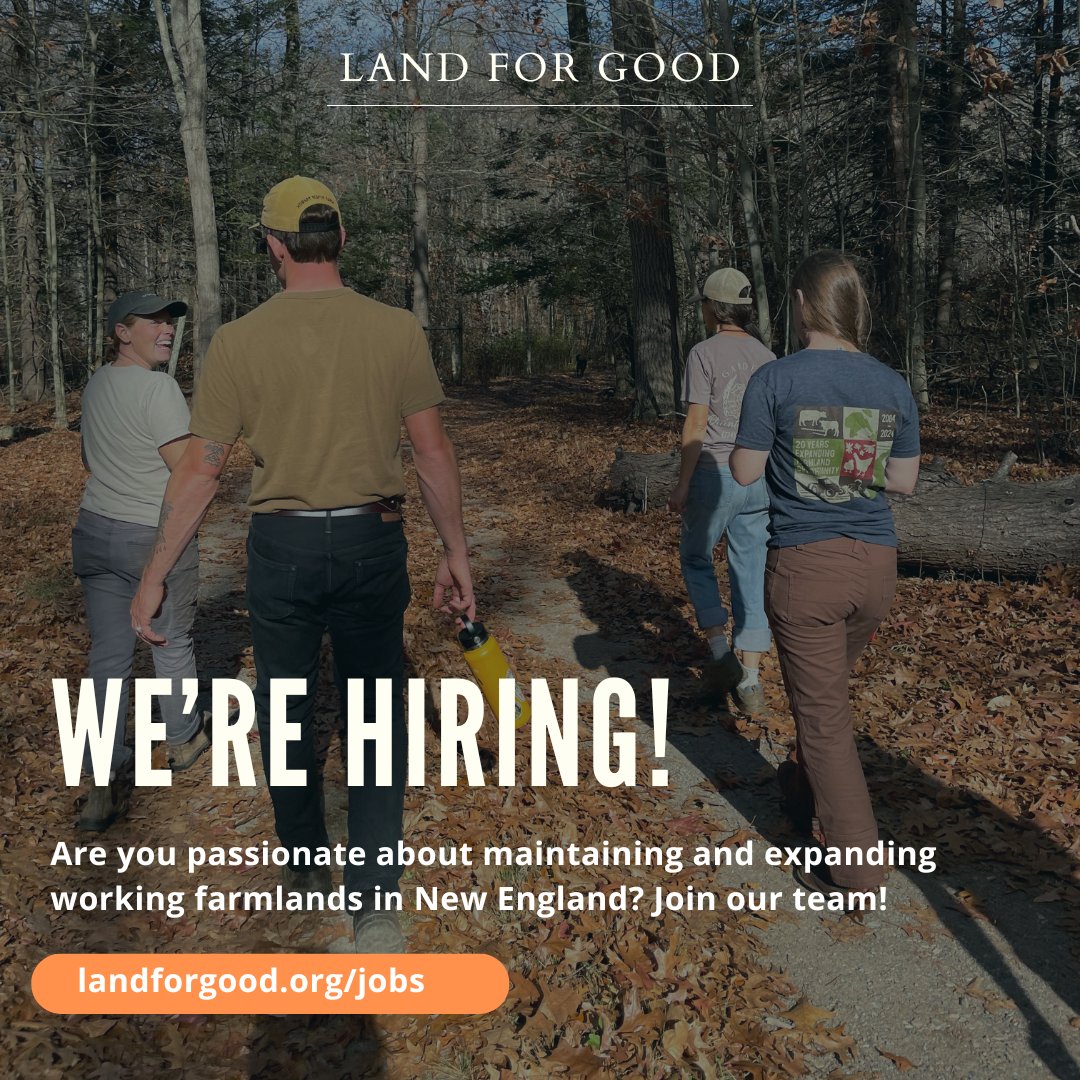 Join our team! 3 open positions – Maine Field Agent, Connecticut Field Agent, Farm Transfer Program Coordinator. A unique opportunity to work on the critical issue of farmland access and transfer in your region – and across New England! Learn more/apply:
landforgood.org/jobs