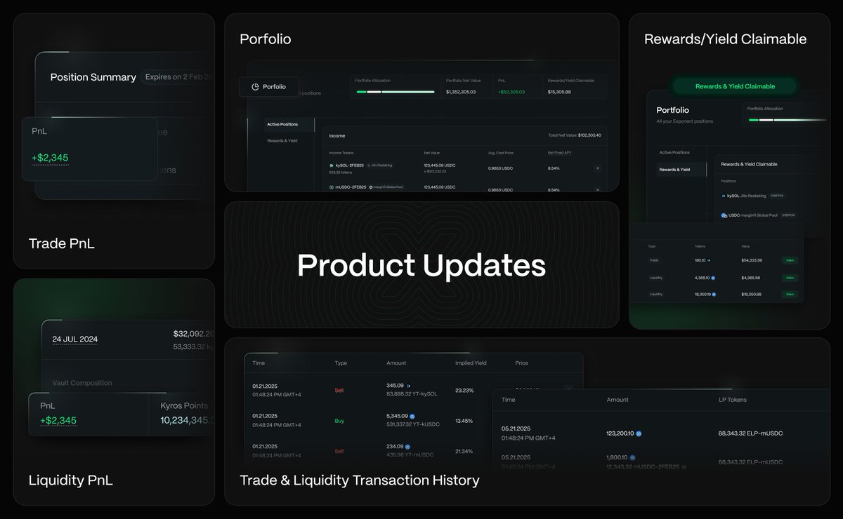 1/ Gm,

Over the past weeks we've shipped a few product updates including a new portfolio page, PnL for Liquidity and Trade positions, transaction history, and more ↓