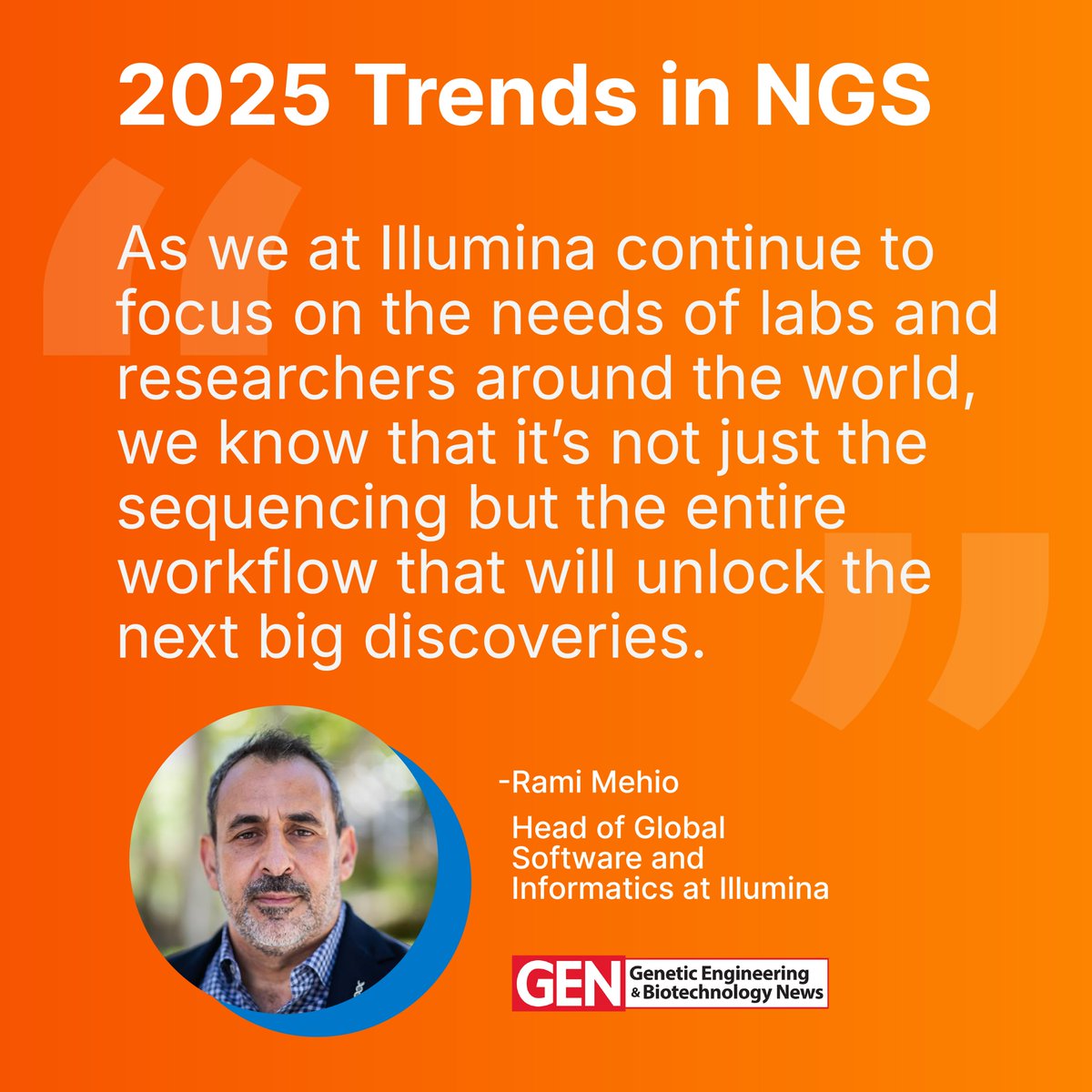 In 2025, #informatics will be key to unlocking NGS potential. Our Head of Global Software and Informatics Rami Mehio explains in <a href="/GENbio/">Genetic Engineering & Biotechnology News</a> how data organization, advanced algorithms and AI models will drive the next wave of genomics breakthroughs. Read here: bit.ly/3EjDrTG
