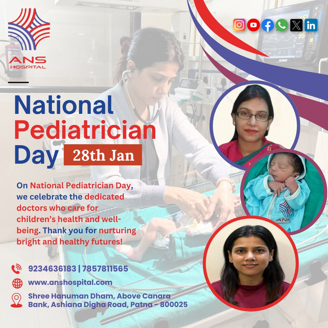 AnsHospital's tweet photo. Celebrating National Pediatrician Day!Today, we honor the heroes who ensure our children grow up healthy and strong. Pediatricians not only heal but also guide families with care, compassion, and expertise. Thank you for shaping bright, healthy futures for the next generation! https://t.co/hzbuC2Xt8e
