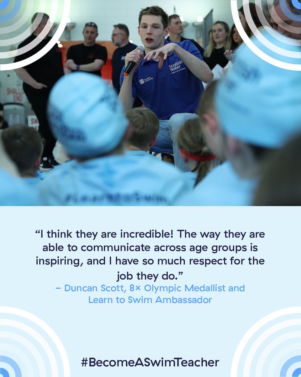 ScottishSwim's tweet photo. “I think they are incredible!” 💙

Eight time Olympic medallist Duncan Scott is a huge advocate for the importance of learning to swim, as well as promoting the value of quality teachers and environments 👏

#GenerationSwim #BecomeASwimTeacher https://t.co/83Pp2eyJbK