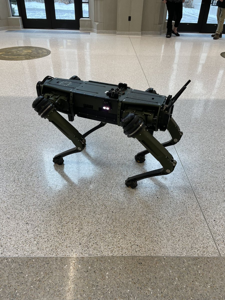 Today’s Career Seminar was given by an ‘03 CC Alum that works for the US Army as a civilian &amp; develops robotic technology for use by our military forces. Added bonus…he LIVES the CC motto of #TeachMeGDK!

Here’s Sparty, the all terrain military quadruped 🤓
#WeAreCC 
#nerding
