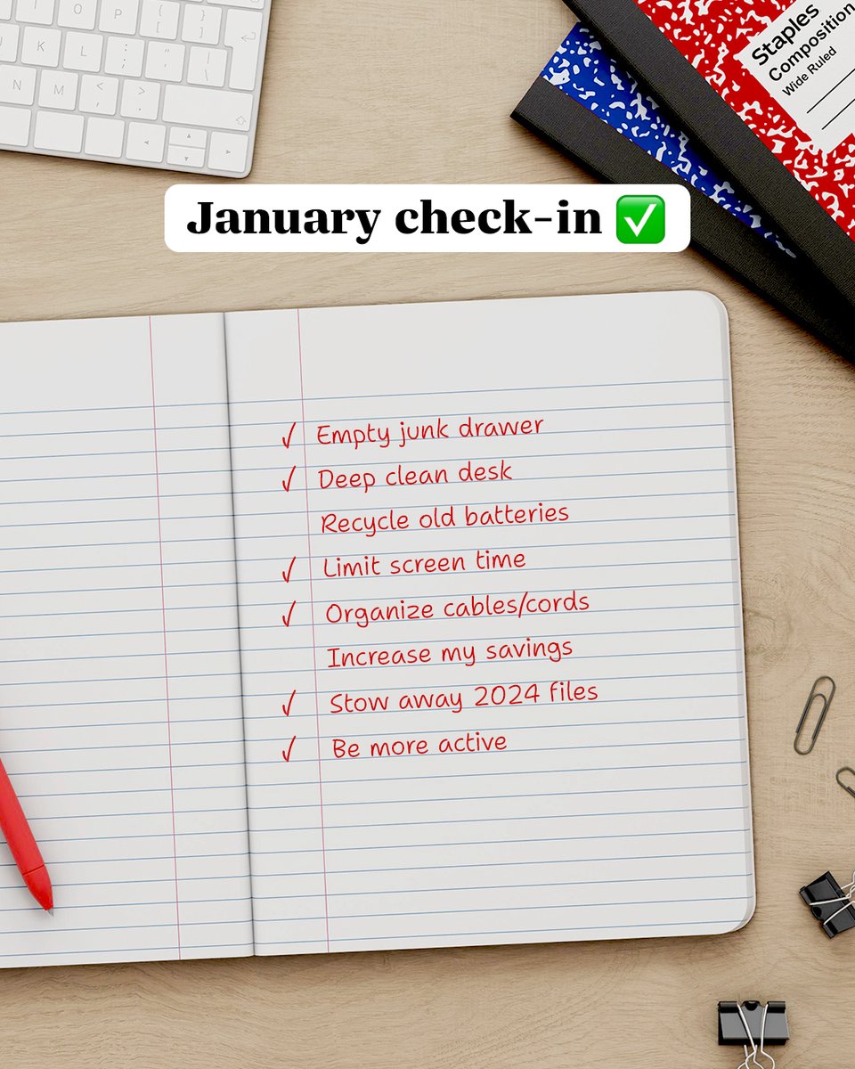 StaplesStores's tweet image. RESOLUTION CHECKPOINT 📷📷 We’re officially a full month into 2025, how are those new year goals looking?
#organization #newyearsresolution