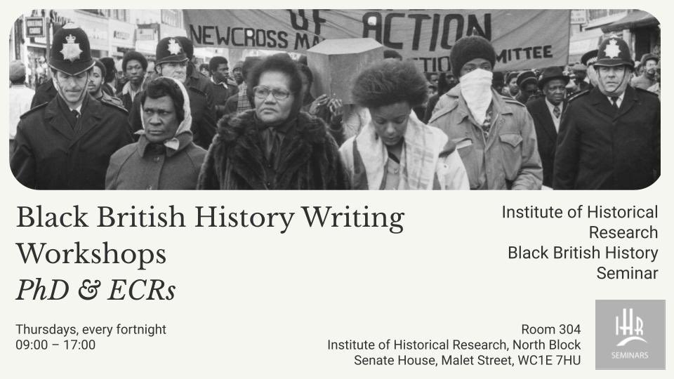 The <a href="/ihr_bbh/">IHR Black British History Seminar</a> seminar series is hosting a writing workshop and dinner before the first <a href="/GPI_Archive/">George Padmore Institute</a> Annual Lecture. Full details available on our seminar page: bit.ly/4jycw72

📍 GC202 &amp; GC102, Queen Mary University of London
🗓️ Thursday 30th January
⏰ 16:15
