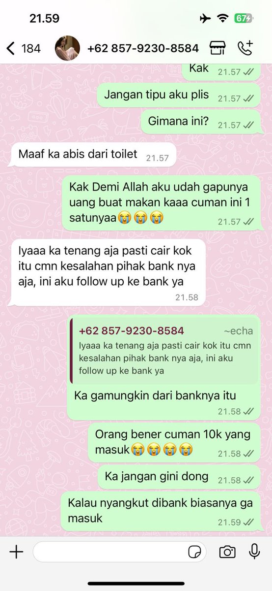 [SCAMMER GESTUN]

Guys, bantu retweet temenku ketipu gestun nominal 2jtan akun ini @echaacut @tifasolasiido ⚠️⚠️⚠️

#zonauang #scammer #scammergestun