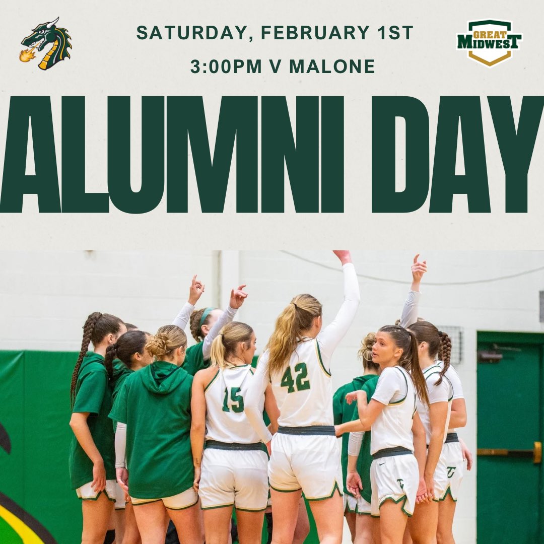 We are excited to welcome back all TU WBB alumni this Saturday, February 1st! We will host Malone at 3:00pm. Looking forward to have everyone back! 💚

#GOGONS #TUWBB
