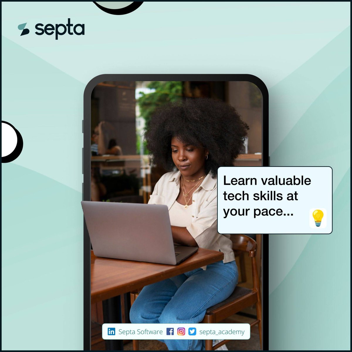 septa_academy's tweet image. Looking for the best place to learn exceptional tech skills? Look no further! 
Septa Academy is your go to place to learn tech skills that will take you from where you are now to where you want to be in your tech career. 
#learntechskills #septaacademy #careergrowth