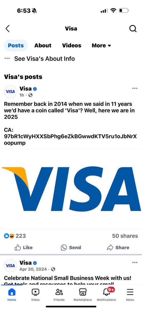 ThePEPEBull's tweet photo. @Visa @XMoney Hey fuckers no comment about the scam you ran on your Facebook account two days ago? How about a statementโฆ
$VISA #Visa #VisaCard #Visacoin @visaonsolana https://t.co/VNF1mUxI4F