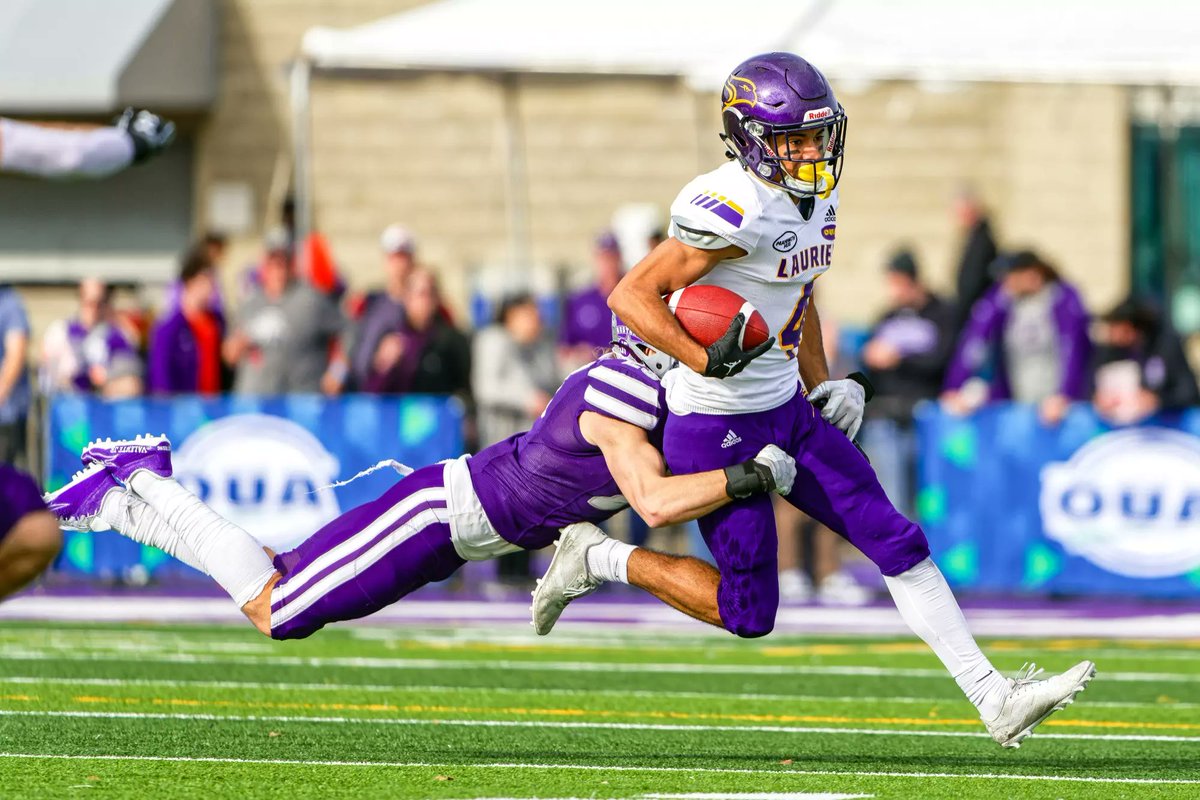 alexmmccomb's tweet photo. Laurier WR Ethan Jordan (@_ethanjordan) is #16 in the Winter CFL Scouting Bureau.

Jordan led U Sports in REC yards &amp; was tied for most REC TDs in the 2024 OUA regular season.

🟡 1K yds
🟣 125 y/g
🟡 10 TDs
🟣 59 RECs

🎥 @519sportsonline
📸 @WLUAthletics
https://t.co/6qqPOvycvI https://t.co/McHDnRe9Vk