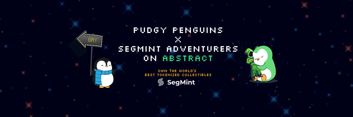 MarketForcesGG's tweet photo. It's no secret we love our friends at @pudgypenguins, and we know it's been a rough couple of days 🐧
We want to spread some joy by inviting ALL Pudgys, Lils and PENGU Enjoyers to claim their SegMint Adventurer WLs!

It's FCFS for our upcoming free mint on Abstract, links 👇