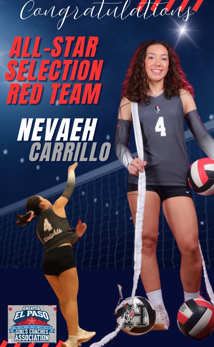 Congratulations to Nevaeh Carrillo for representing Hanks for the GEPGCA All-Star Game on April 2nd! 🎊#GoRedTeam🖤🩶❤️🏐