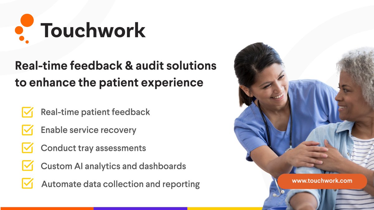 Touchwork's tweet photo. Hospitals face unique challenges in delivering exceptional care. Touchwork’s solutions help:

✅ Capture patient feedback to improve care &amp; meals.
✅ Ensure meal satisfaction with tray assessments.
✅ Streamline ops with AI-driven insights.
Learn more: https://t.co/hREV85JYHK https://t.co/4LCogcdto5