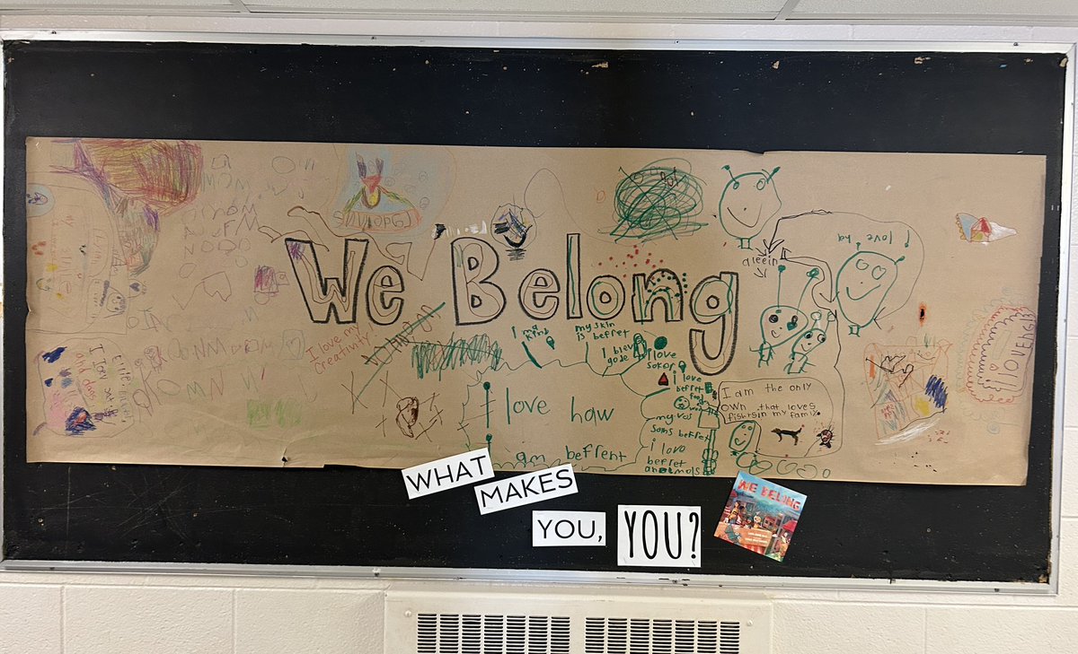 darcybeathune's tweet photo. Snow days at @WattPS - we read We Belong by Laura Purdie Salas, and discussed what makes us unique. After, we worked together to create these sweet collaborative murals. ✨ @TLDSB https://t.co/rgByCYIMqX