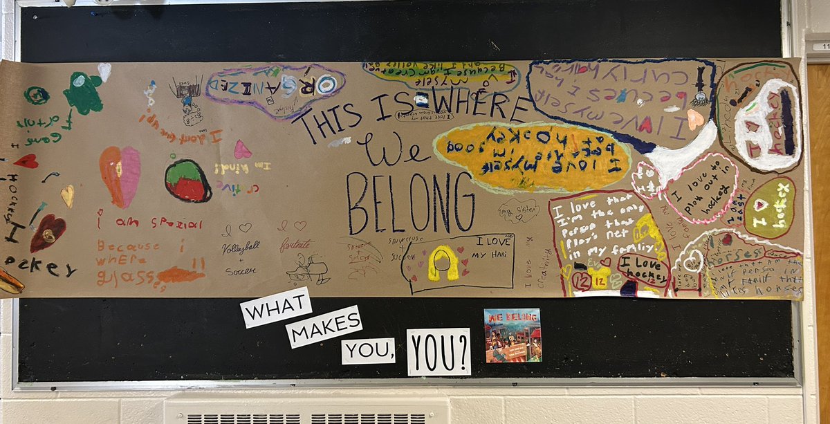 darcybeathune's tweet photo. Snow days at @WattPS - we read We Belong by Laura Purdie Salas, and discussed what makes us unique. After, we worked together to create these sweet collaborative murals. ✨ @TLDSB https://t.co/rgByCYIMqX