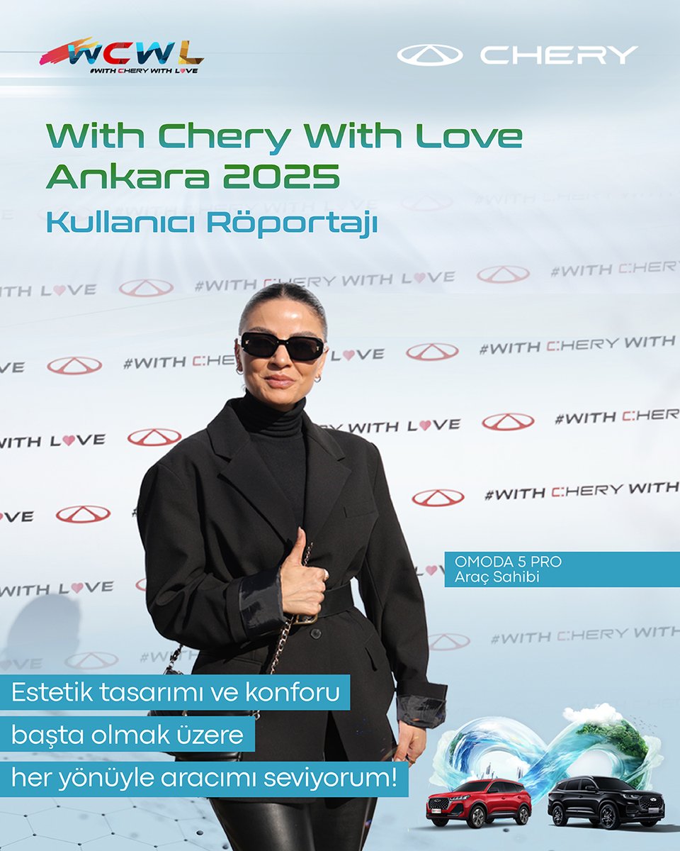 CheryTurkiye1's tweet photo. Ankara'da düzenlenen With Chery With Love etkinliğinde, Chery kullanıcıları, araçlarıyla ilgili deneyimlerini ve memnuniyetlerini paylaştı. ❤️
"Estetik tasarımı ve konforu başta olmak üzere her yönüyle OMODA 5 PRO aracımı seviyorum"
#Chery #CheryTürkiye #WCWL #WCWLTürkiye https://t.co/sRyWCzh3AF