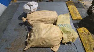 CBP's tweet image. .@CBPAMO and @USCG joined forces to intercept a twin-engine vessel in Puerto Rico, resulting in the arrest of four men from the Dominican Republic and the seizure of approximately $2.6 million worth of cocaine. Read more  go.dhs.gov/Uvk