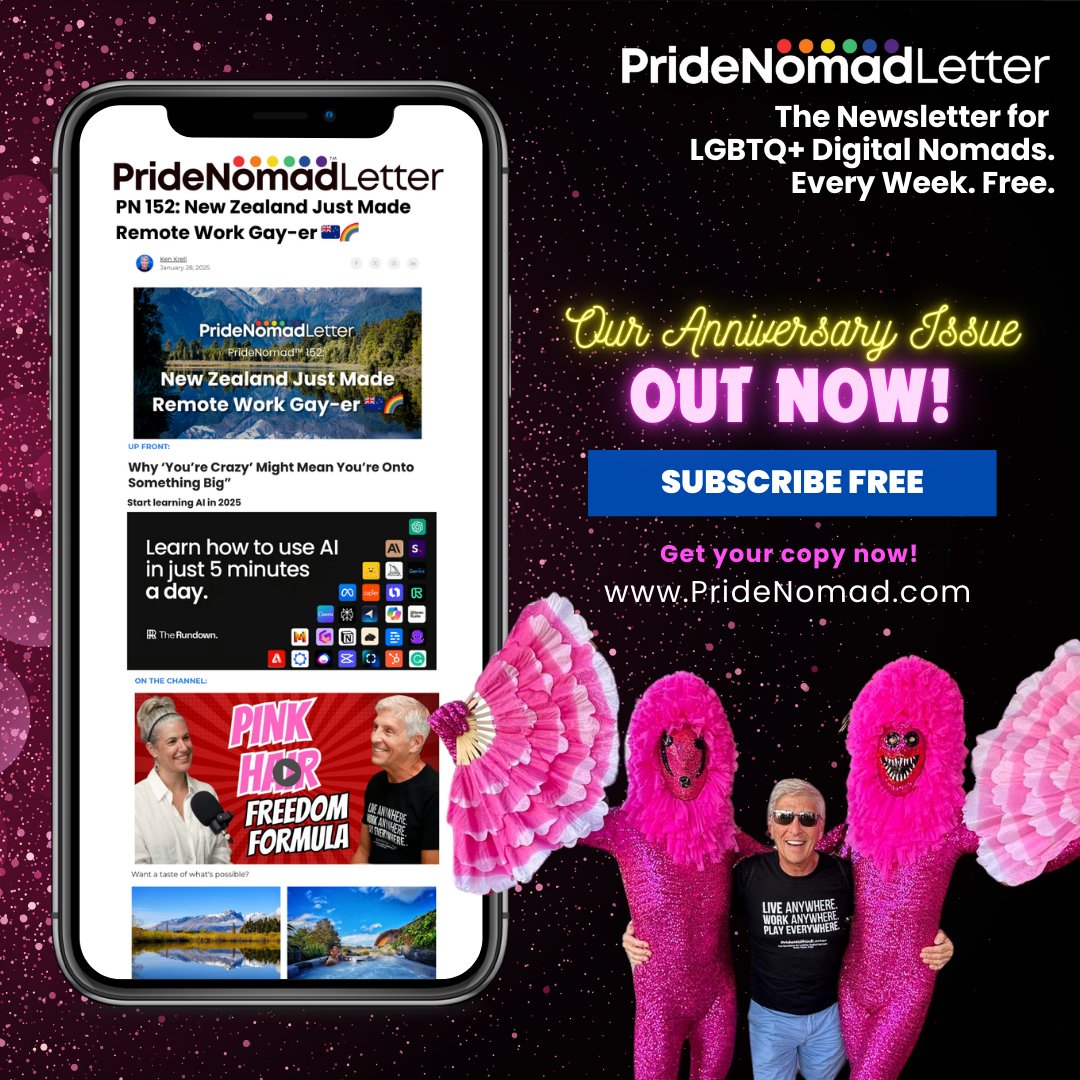 PrideNomad's tweet photo. 🌈✨ “You’re Crazy” Might Mean You’re Onto Something Big✨🌈

Here we are, ONE YEAR LATER (yes, this is our anniversary issue—yay us!).
Thousands of readers strong, and more joining us Every. Single. Day.

Check out our anniversary issue:
👉 https://t.co/XGRORmBdiK

#PrideNomad https://t.co/Hbcv6hl7GW