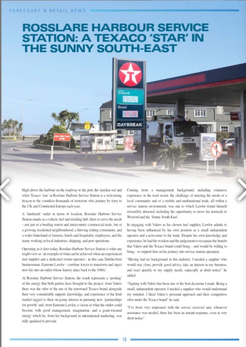 Check out Rosslare Harbour Service Station <a href="/TEXACO_OIL/">Texaco oil</a>  <a href="/ValeroEnergy/">Valero</a> and <a href="/MusgraveMPlace/">Musgrave MarketPlace</a> in <a href="/VisitRosslare/">Visit Rosslare Harbour</a> ipra.ie/forecourt-reta… #irishretail #irishforecourt