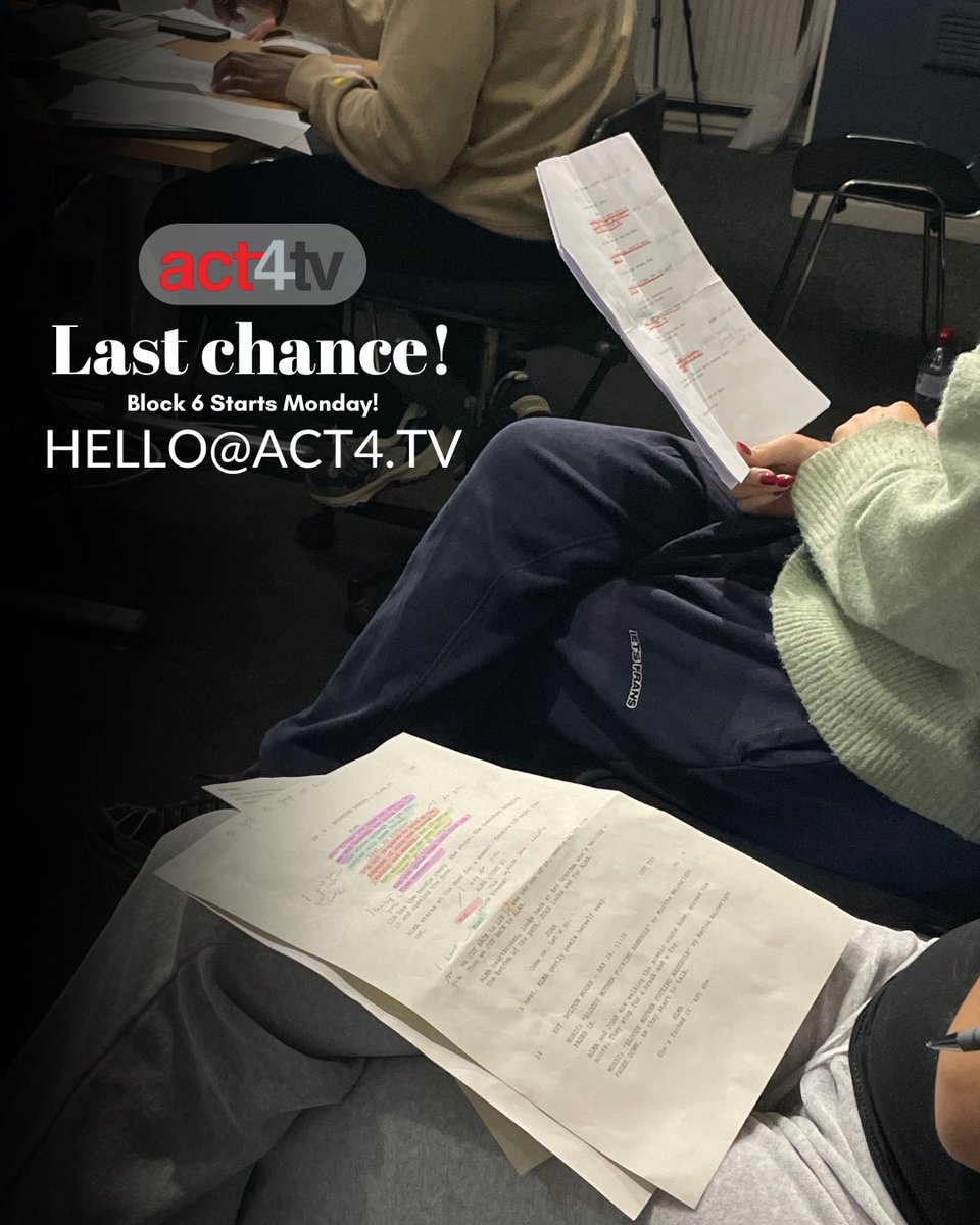 act4tv's tweet photo. 🚨Last Chance!🚨
Block 6 starts Monday! We cannot wait to see you there but you have to be signed up first!🎭
Reach out to hello@act4.tv if you haven’t already 👀
#act4tv #actingclasses #beginacting #actorlife #signupnow https://t.co/XXFx0s926w