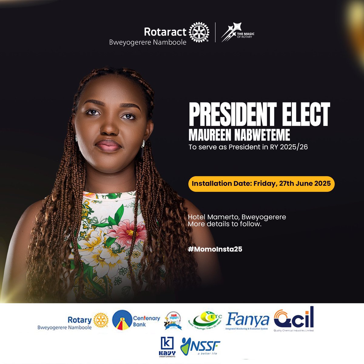 We are thrilled to introduce to you our President Elect RY 24/25 and will be President come 25/26 <a href="/Momoteme1/">Momo</a> 
She is a dedicated lady with a passion for service, embodying the spirit of leadership, committed to excellence of the club and service
#ClubDestadia
#PEMomo
#MomoInsta25