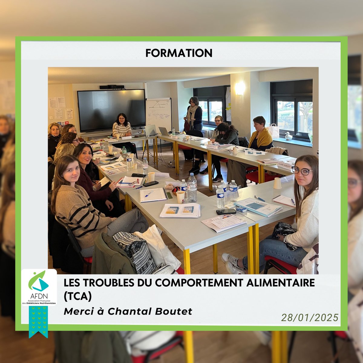 🎓Formation : Les troubles du comportement alimentaire (TCA)🍽️
✅La formation des 27 et 28 janvier 2025 a été un véritable succès ! 
📅 De nouvelles dates seront programmées sur le 2ème semestre 2025 !
👉 Pour retrouver toutes nos formations : afdn.org/formations 
#AFDN