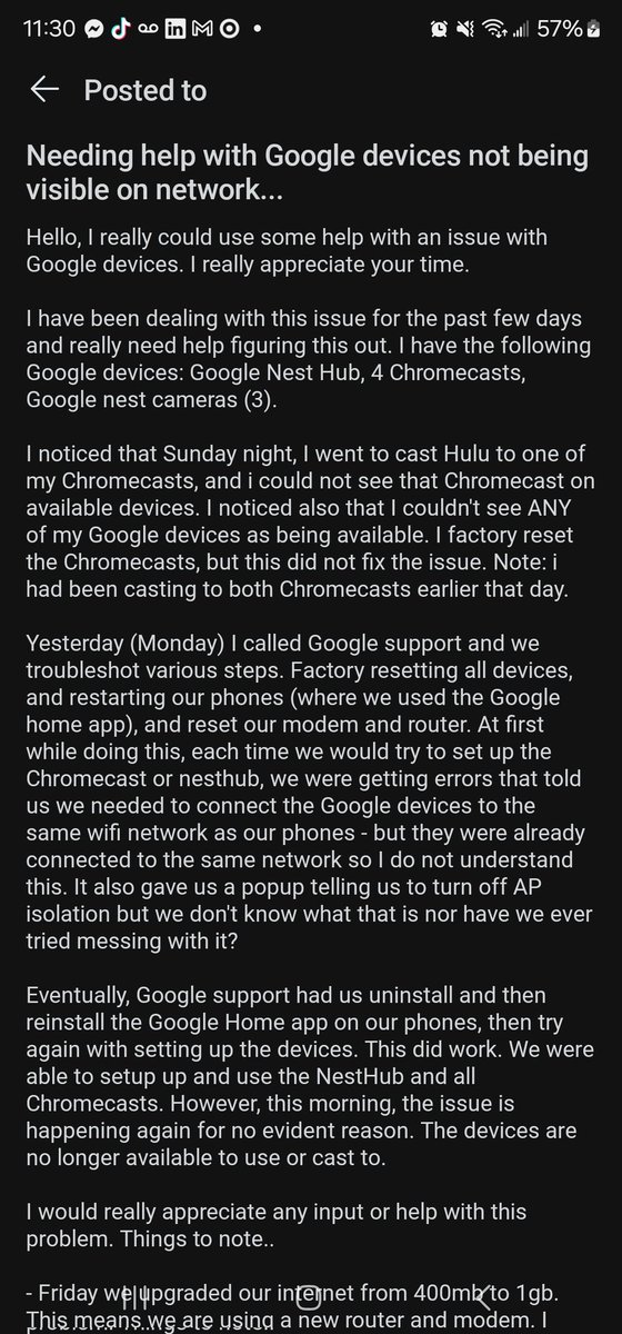 monica_souder's tweet image. GOOGLE DEVICE USERS PLEASE HELP. I posted this on Reddit but really want help here if possible. I can&apos;t type it all here so here are screenshots of my reddit post. @Google #Google #googlesupport #Googlehelp #Chromecast #googlenest #googlehome #HELPPLEASE