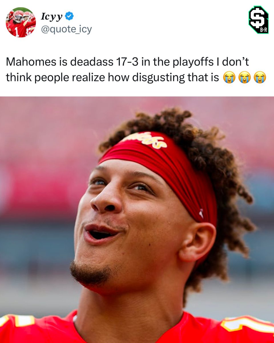 br_betting's tweet photo. Mahomes ML in the playoffs is insane 😭

(H/T @quote_icy) https://t.co/8rhWIL1RQP