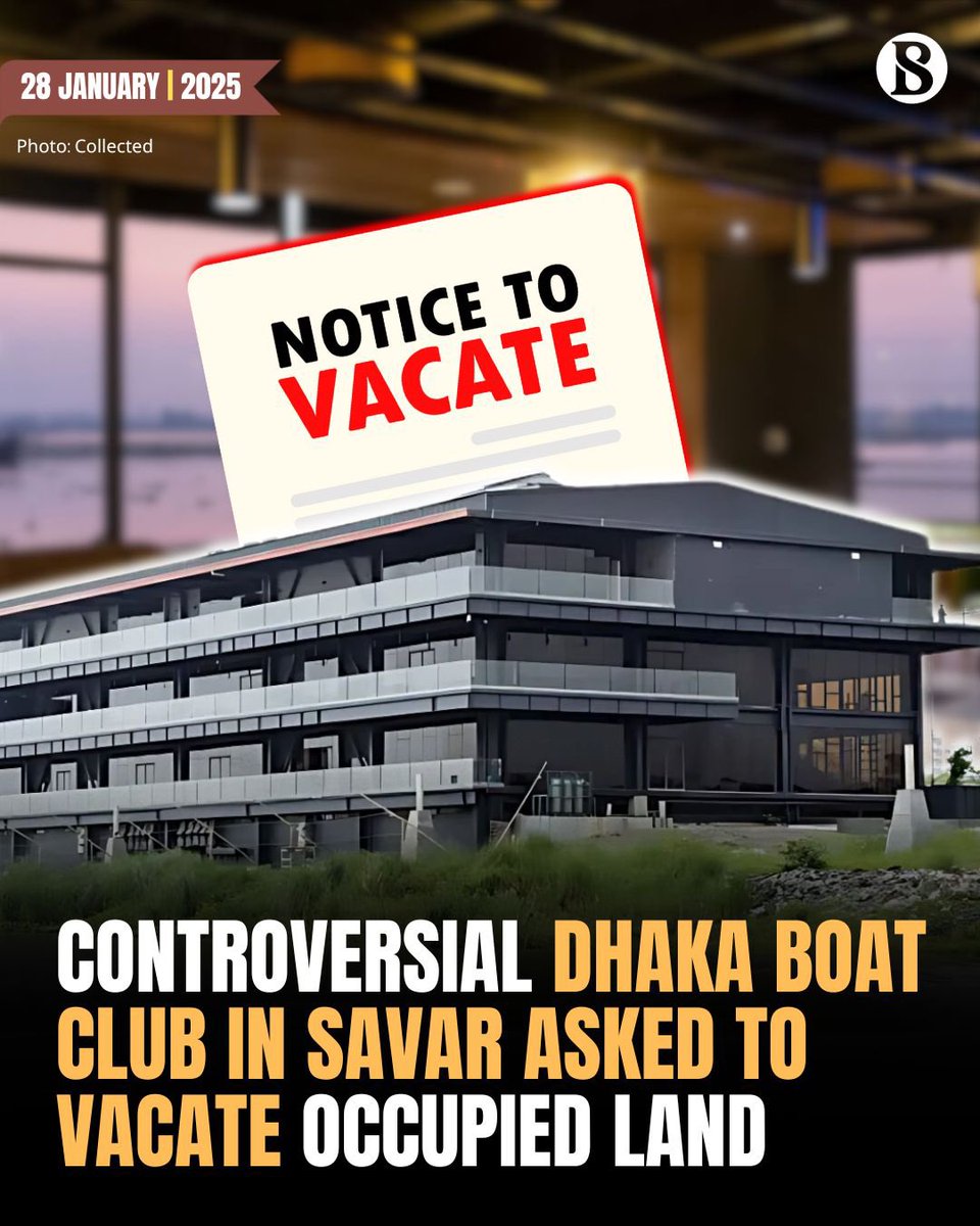 tbsnewsbd's tweet photo. The Bangladesh Water Development Board (BWDB) has asked the authorities of the Dhaka Boat Club Limited to vacate the 10-acre land in Savar it has been illegally occupying.

[Link in Comments]

#DhakaBoatClub #BWDB #Savar #Bangladesh #TBSnews https://t.co/nCUD1UHaxs