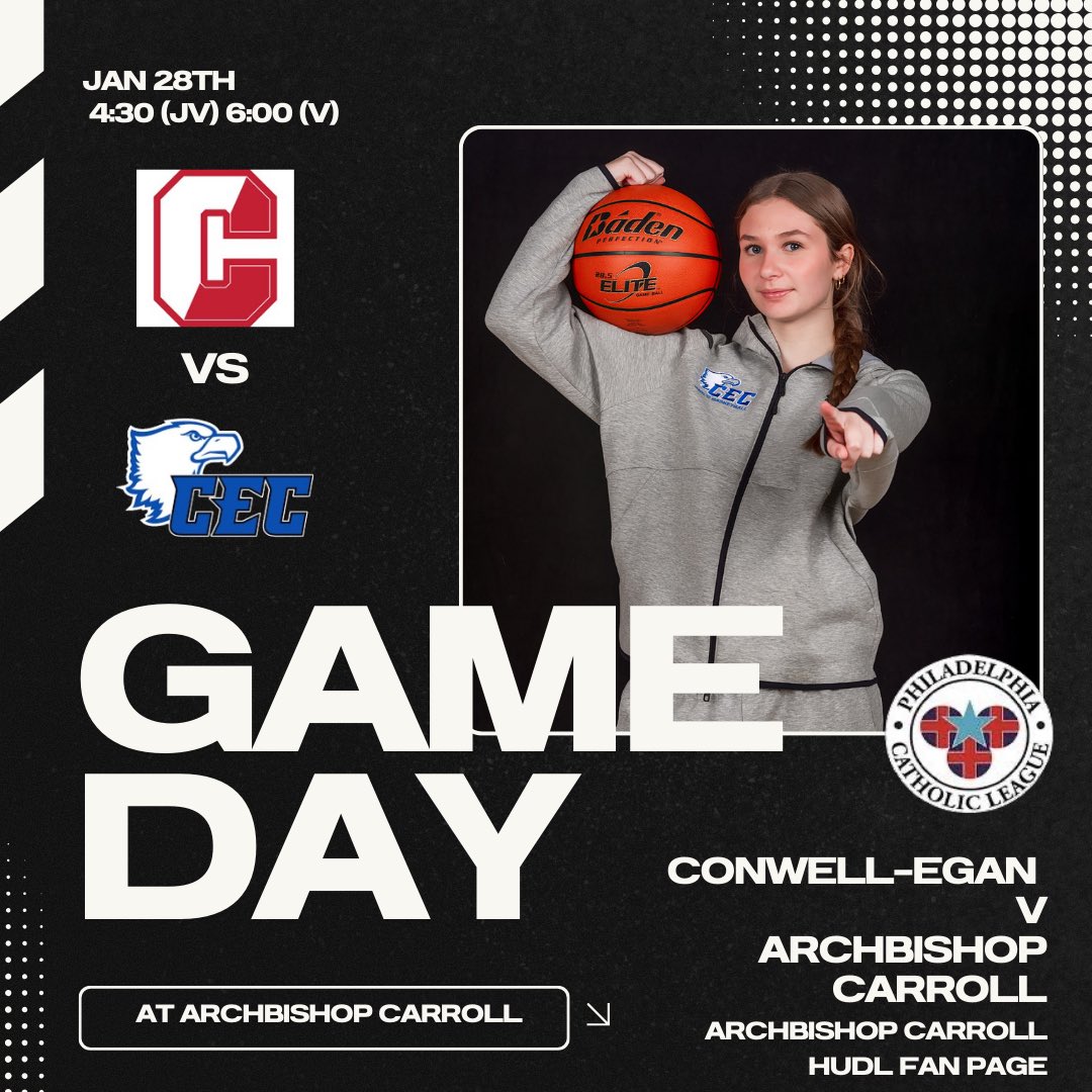 The Eagles hit the road for a PCL match up with <a href="/Carroll_GBball/">Archbishop Carroll Girls Basketball</a>   JV at 4:30 and Varsity at 6.  Game streaming in Carroll’s HuDL Fan Page.