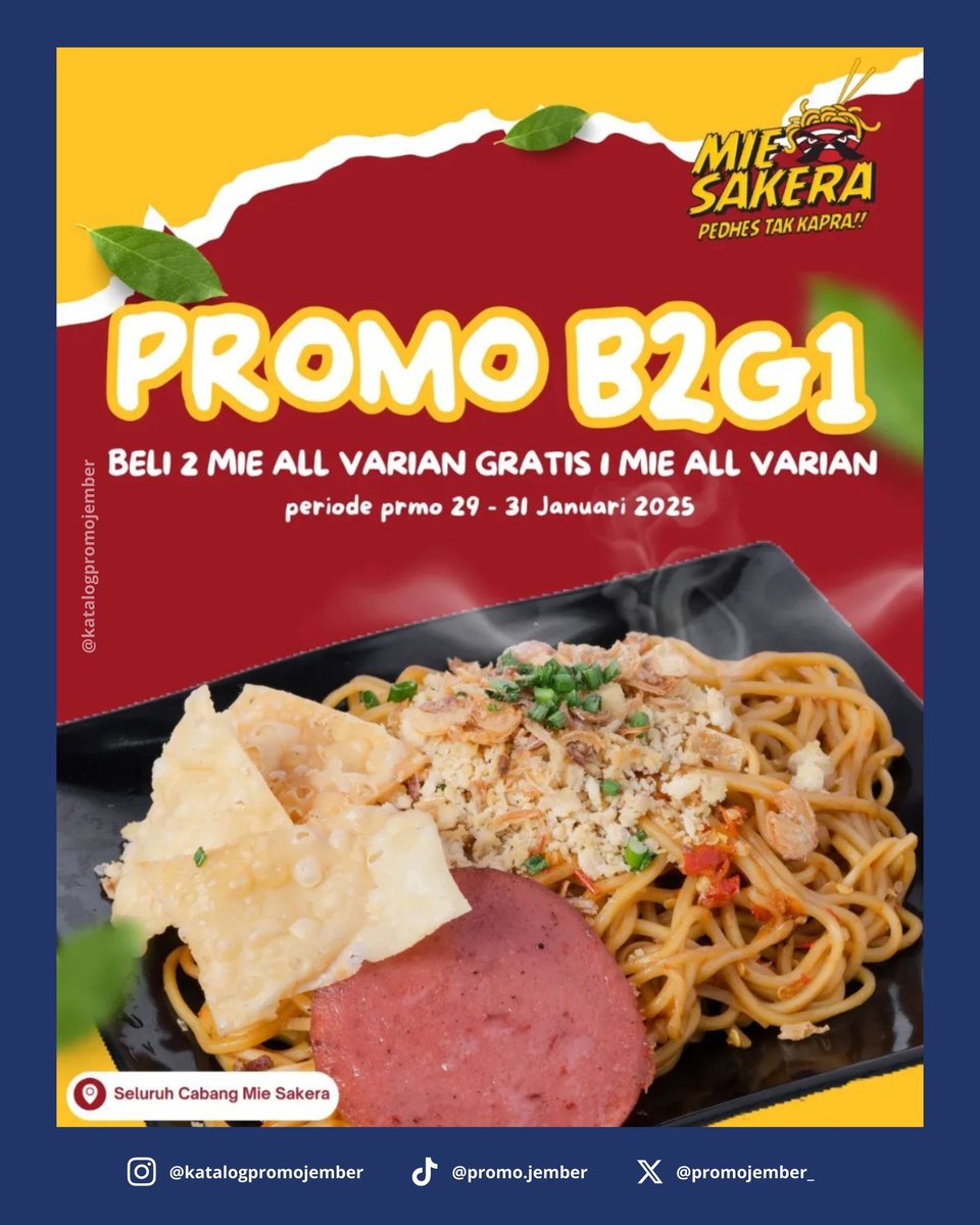 promojember_'s tweet photo. Siapa nih yang lebih suka Mie Sakera daripada mie gacoan??

Besok sampai 31 Januari ada promo Buy 2 get 1 nih

Gasskan rekkk
 #unej #jember #promojember https://t.co/qbVJFF6wDU