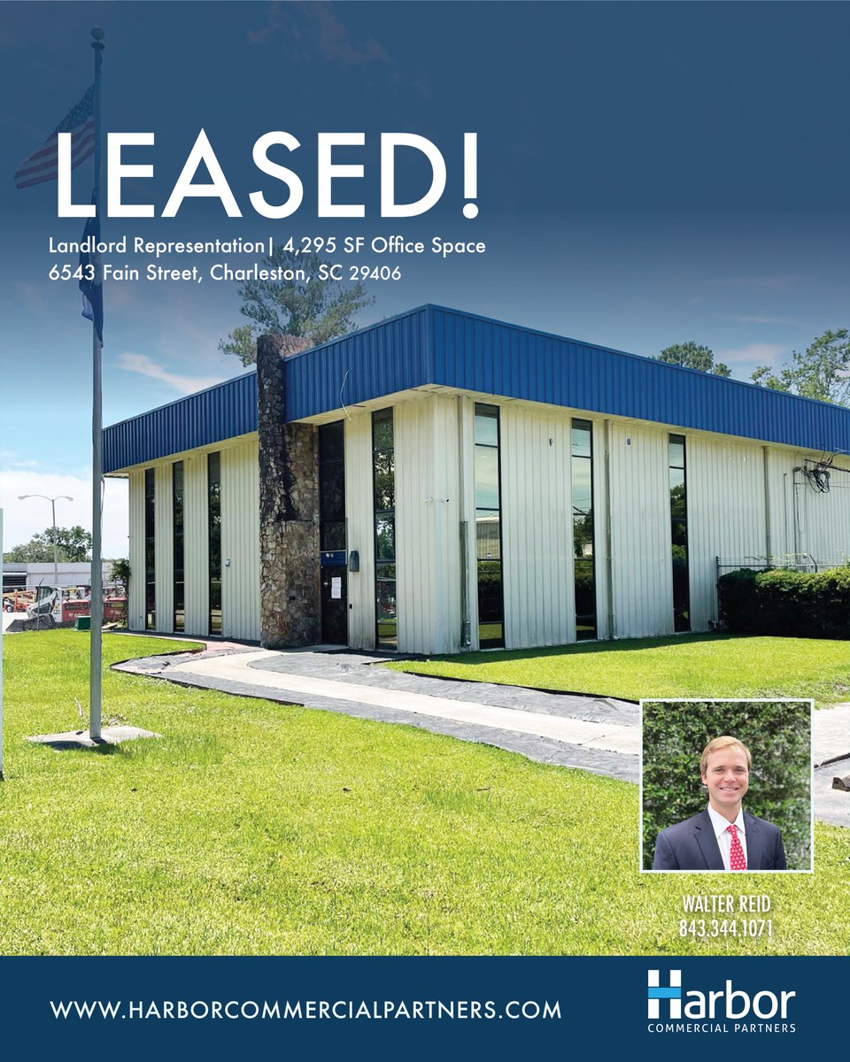 PartnersHarbor's tweet photo. Leased!
Walter Reid Represented the Landlord in the lease of the 4,295 SF Office space at 6543 Fain Street, Suite 200 in North Charleston. This renovated office space will now be the home to IntraCoastal Construction. 
Contact Walter today about other lease opportunities! https://t.co/FCfYzCxiBY