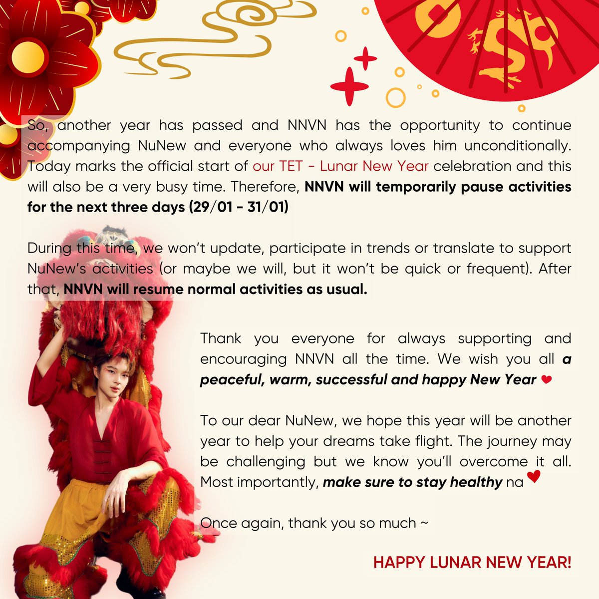 NuNewCwrVN's tweet photo. Happy Lunar New Year ❤️

@CwrNew #NuNew #NNVN https://t.co/UMzl23VCDR