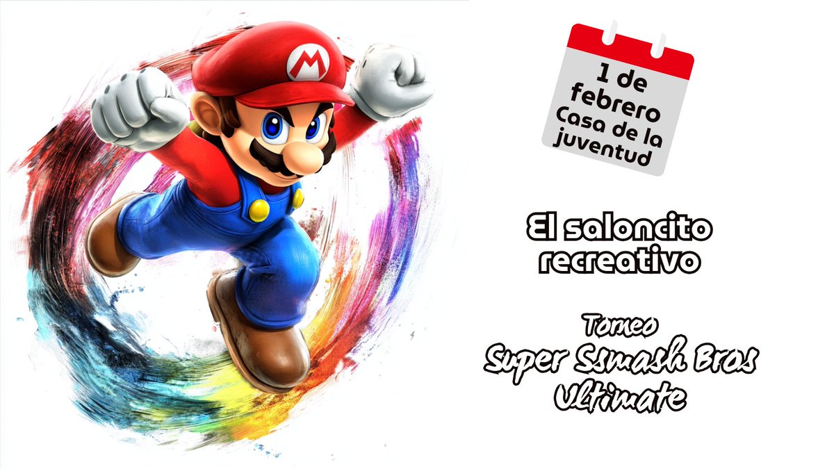 LudensSociety's tweet photo. 🎉 ¡Arranca febrero con un emocionante torneo de #SuperSmashBrosUltimate! 🎮🏆

📆 SÁBADO 1 DE FEBRERO
⏰ 19:00 hasta cierre
📍 Casa de la Juventud Córdoba @planneocordoba

Entrada libre y gratuita.

Trae tu propio mando y disfruta. https://t.co/aliYZfl1gd