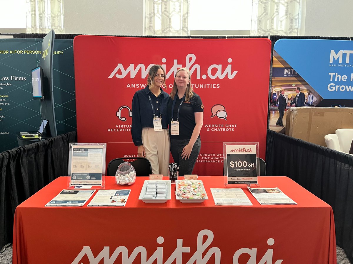 Smith.ai (@smithdotai) on Twitter photo Smith.ai is in Miami at the 2025 Trial Lawyers Summit. <a href="/TheNTLtop100/">The National Trial Lawyers</a>
We're having a blast connecting with professionals in the legal industry.
Learn how our services help firms cultivate a more productive practice. Visit Jessica and Hillary at the Smith.ai is in Miami at the 2025 Trial Lawyers Summit. <a href="/TheNTLtop100/">The National Trial Lawyers</a>
We're having a blast connecting with professionals in the legal industry.
Learn how our services help firms cultivate a more productive practice. Visit Jessica and Hillary at the