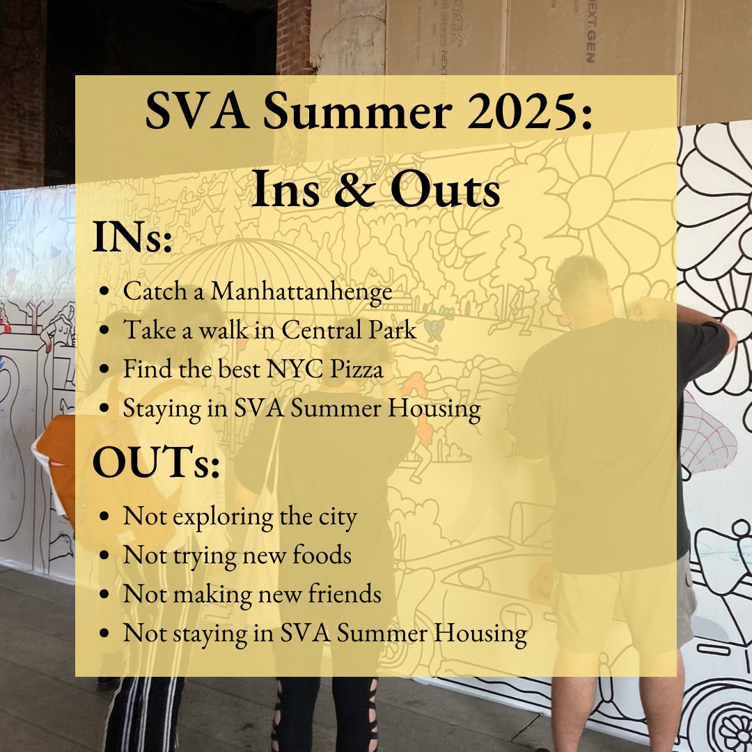 NYCSummerLiving's tweet photo. Our Summer Housing 2025 Ins &amp; Outs! Want to know when our Summer Housing Registration opens? Click the link in our bio!

#summerhousing2025 #summerhousing #svasummerhousing #schoolofvisualarts #summer2025 #nycintern #summerintern #summerinnyc #summerinternship https://t.co/ipBp8ad1bb
