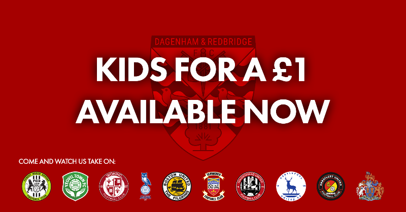 Dag_RedFC's tweet photo. We are delighted to announce our "Kids for a Quid" campaign! 🎟️

For the rest of the 2024/25 season, all young people aged 16 and under can attend home matches for just £1 💰

Join us at Victoria Road and help inspire the next generation of Daggers fans! 👊