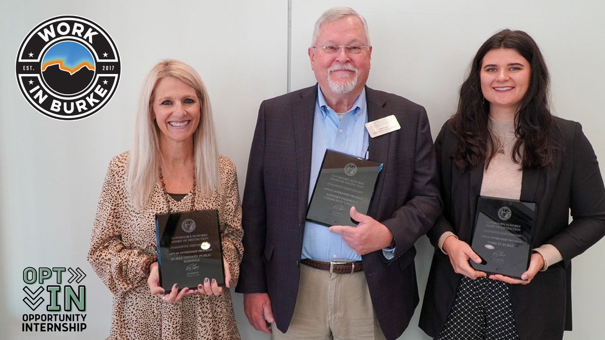ncIMPACTsog's tweet photo. We're joining in the celebration of Burke County’s “OPT-IN” Internship Program as the 2024 recipient of the NCWorks Award of Distinction for Outstanding Innovative Partnership. Read all about it in January news from #ncIMPACT: https://t.co/i0Ri8Rx0Yt @WorkInBurke #Collaboration https://t.co/y2aMXaaaiG