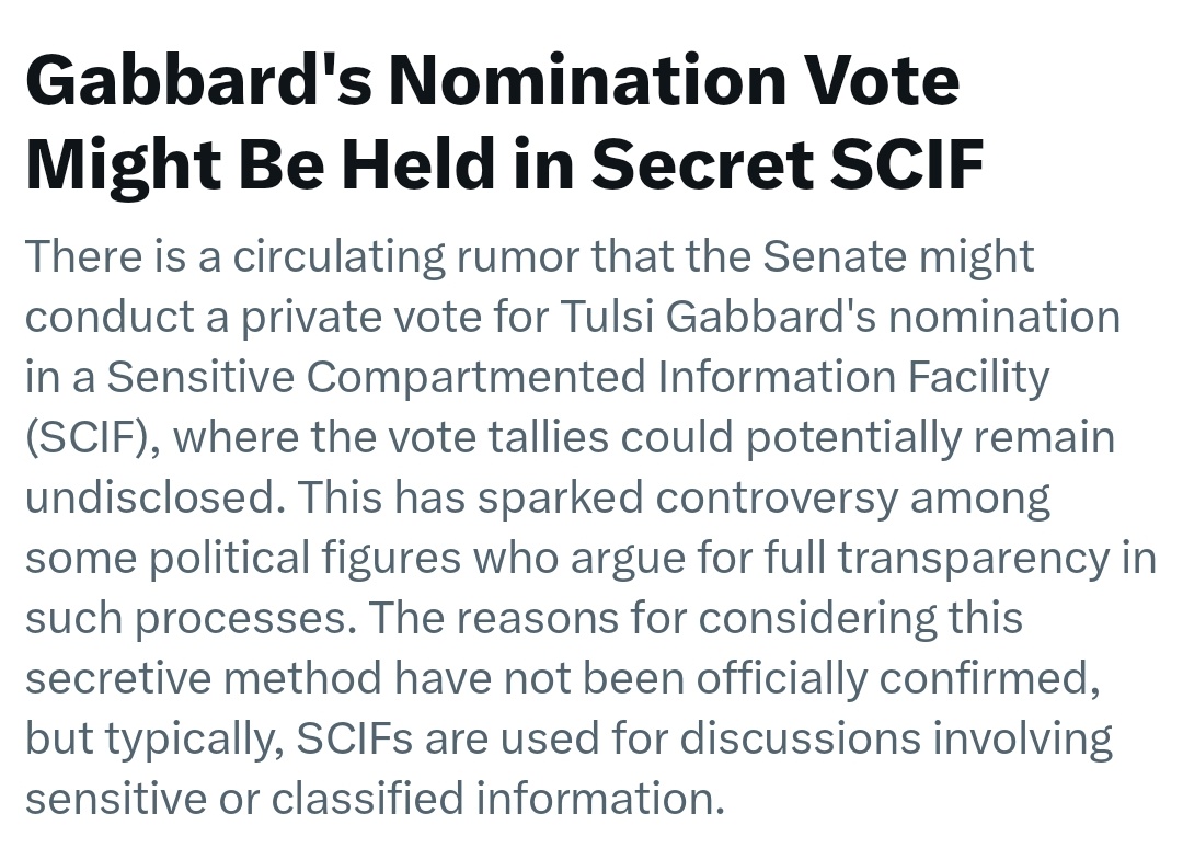 TulsiPotus's tweet photo. I can't bear this, Secret votes are for corrupt politicians.
We want open votes for confirmation, a big conspiracy is shaping up President @realDonaldTrump must intervene https://t.co/IipOGxoNbX