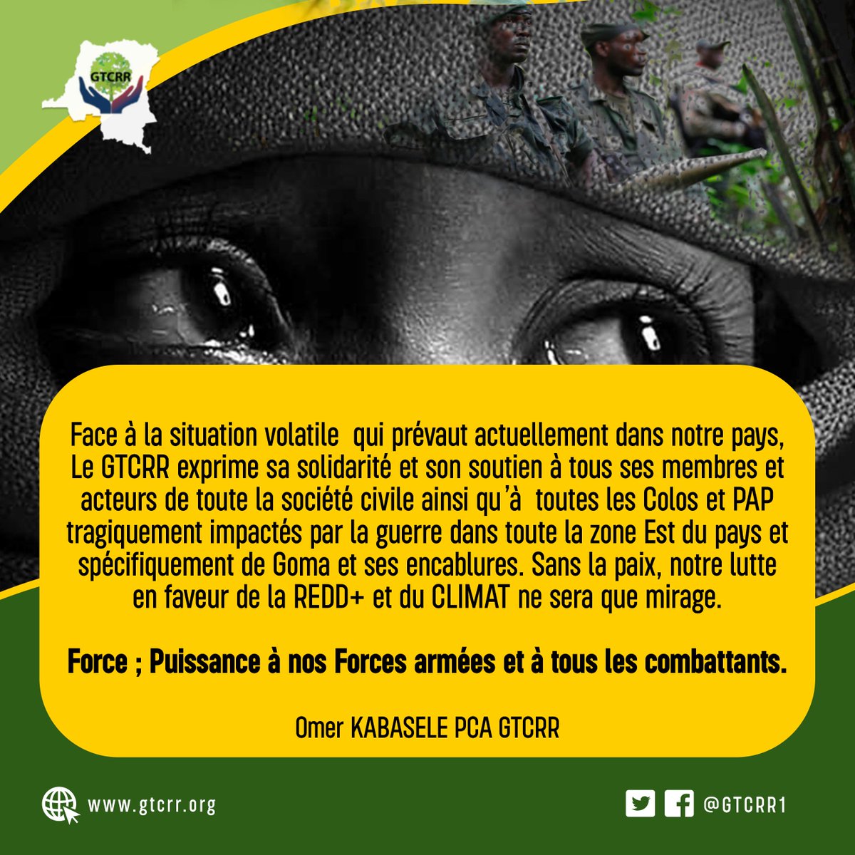 Groupe de Travail Climat REDD+ Rénové (@gtcrr1) on Twitter photo Face à la situation volatile  qui prévaut actuellement dans notre pays , Le GTCRR exprime sa solidarité et son soutien à tous ses membres et acteurs de toute la société civile ainsi qu’à  toutes les Colos et PAP tragiquement impactés par la guerre dans toute la zone Est du pays Face à la situation volatile  qui prévaut actuellement dans notre pays , Le GTCRR exprime sa solidarité et son soutien à tous ses membres et acteurs de toute la société civile ainsi qu’à  toutes les Colos et PAP tragiquement impactés par la guerre dans toute la zone Est du pays