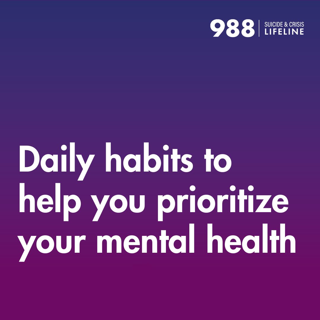 988Lifeline's tweet photo. Looking for daily habits to help you prioritize your #mentalhealth? Start with these 3 ideas https://t.co/Rm2e9e4aG2